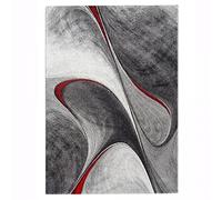 1A2T - Tapis Salon Moderne Design 80x150 cm - Tapis Chambre Rouge Gris Noir - Tapis Vague à Poils Ras Rectangulaire idéal pour la Chambre, 1938