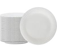 1ABOVE Lot de 100 assiettes jetables en carton blanc de 23 cm, parfaites pour un usage quotidien, idéales pour les barbecues, les fêtes et les événements (1)