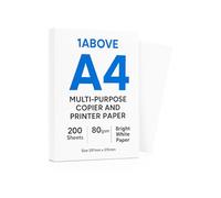 1ABOVE Lot de 200 feuilles de papier A4 multi-usages pour photocopieurs et imprimantes Blanc brillant 80 g/m² 297 mm x 210 mm
