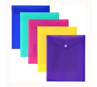 1ABOVE Lot de 5 pochettes A5 à bouton-pression en plastique avec fermeture à pression pour le bureau, l'école et la maison