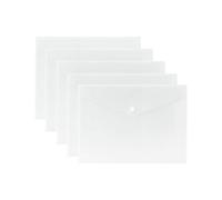 1ABOVE Lot de 5 pochettes transparentes A4 à bouton-pression en plastique avec fermeture à pression pour le bureau, l'école et la maison