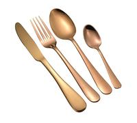 1Above Ménagère 16 pièces en acier inoxydable pour 4 personnes avec cuillère, couteaux et fourchette Passe au lave-vaisselle Facile à nettoyer Cuivre poli miroir