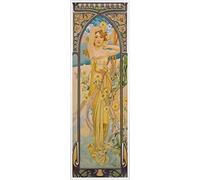1art1 Alphonse Mucha Affiche Reproduction et Cadre (Plastique) - Les Heures du Jour, Éclat du Jour, 1899 (91 x 30cm)