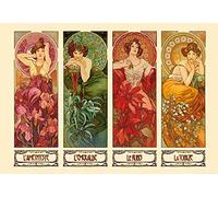 1art1 Alphonse Mucha Les Pierres Précieuses, 1900, 3 Parties Poster Papier Peint 360x250 cm