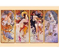 1art1 Alphonse Mucha Les Quatre Saisons, 1896, 3 Parties Poster Papier Peint 360x250 cm