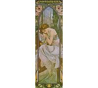 1art1 Alphonse Mucha Sticker Mural Les Heures du Jour, Repos De La Nuit, 1899 Poster Papier Peint Autocollant 240x75 cm