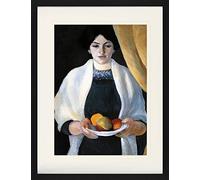 1art1 August Macke Poster Portrait De La Femme De L'Artiste avec des Pommes, 1909 Affiche Encadrée avec Passe-Partout Élégant | Images Murales | dans Un Cadre Photo 80x60 cm