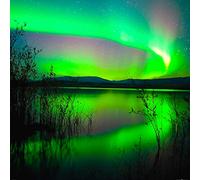 1art1 Aurore Polaire Poster Aurore Polaire Se Reflétant dans Un Lac Affiche Reproduction 100x100 cm