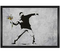 1art1 Banksy Le Lanceur de Fleurs, Graffiti Art Urbain Paillasson Essuie-Pieds 70x50 cm