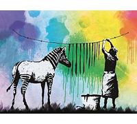1art1 Banksy Poster Zèbrure dans Le Linge Affiche Reproduction 80x60 cm