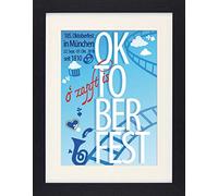 1art1 Bière Poster Oktoberfest 2018, Fête D'Octobre Affiche Encadrée avec Passe-Partout Élégant | Images Murales | dans Un Cadre Photo 40x30 cm