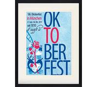 1art1 Bière Poster Oktoberfest 2019, Fête D'Octobre Affiche Encadrée avec Passe-Partout Élégant | Images Murales | dans Un Cadre Photo 80x60 cm