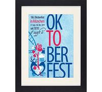 1art1 Bière Poster Oktoberfest 2019, Fête D'Octobre Affiche Encadrée avec Passe-Partout Élégant | Images Murales | dans Un Cadre Photo 40x30 cm