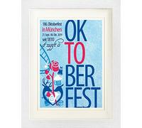 1art1 Bière Poster Oktoberfest 2019, Fête D'Octobre Affiche Encadrée avec Passe-Partout Élégant | Images Murales | dans Un Cadre Photo 40x30 cm