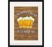 1art1 Bière Poster Oktoberfest, O'Zapft is Affiche Encadrée avec Passe-Partout Élégant | Images Murales | dans Un Cadre Photo 80x60 cm