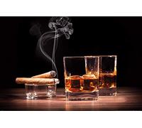 1art1 Boissons Alcooliques Poster Whiskey Et Cigares Affiche Murale 91x61 cm