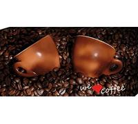 1art1 Café Poster Impression sur Toile We Love Coffee Affiche Murale XXL Encadrée | Tendue sur Cadre en Bois | Tableau 120x60 cm