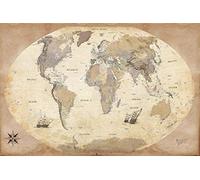 1art1 Cartes Poster Carte du Monde, Style Ancien, en Anglais Affiche Murale 91x61 cm