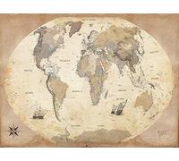 1art1 Cartes Poster Carte du Monde, Style Ancien, en Anglais Affiche Reproduction 80x60 cm