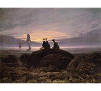 1art1 Caspar David Friedrich Poster Lever De Lune sur La Mer, 1822 Affiche Reproduction 80x60 cm
