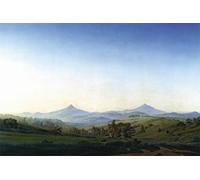 1art1 Caspar David Friedrich Sticker Mural Paysage De Bohême avec Le Milleschauer, vers 1810 Poster Papier Peint Autocollant 180x120 cm