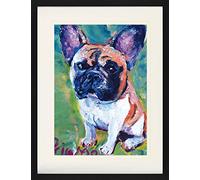 1art1 Chiens Poster Portrait d'un Bouledogue Français Affiche Encadrée avec Passe-Partout Élégant | Images Murales | dans Un Cadre Photo 80x60 cm