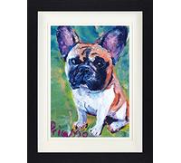 1art1 Chiens Poster Portrait d'un Bouledogue Français Affiche Encadrée avec Passe-Partout Élégant | Images Murales | dans Un Cadre Photo 40x30 cm