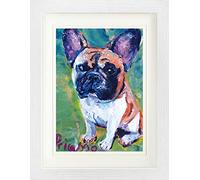 1art1 Chiens Poster Portrait d'un Bouledogue Français Affiche Encadrée avec Passe-Partout Élégant | Images Murales | dans Un Cadre Photo 40x30 cm