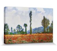 1art1 Claude Monet Poster Impression sur Toile Champ De Coquelicots Près De Giverny, 1890 Affiche Murale XXL Encadrée | Tendue sur Cadre en Bois | Tableau 30x20 cm