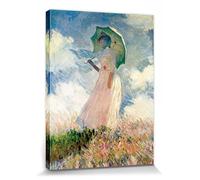 1art1 Claude Monet Poster Impression sur Toile Femme avec Ombrelle, 1886 Affiche Murale XXL Encadrée | Tendue sur Cadre en Bois | Tableau 40x30 cm