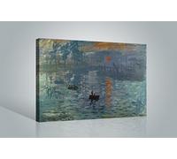 1art1 Claude Monet Poster Impression sur Toile Impression, Soleil Levant, 1872 Affiche Murale XXL Encadrée | Tendue sur Cadre en Bois | Tableau 120x80 cm