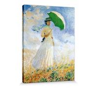 1art1 Claude Monet Poster Impression sur Toile La Femme à L'Ombrelle Tournée à Droite, 1886 Affiche Murale XXL Encadrée | Tendue sur Cadre en Bois | Tableau 40x30 cm
