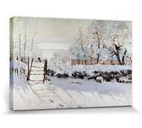 1art1 Claude Monet Poster Impression sur Toile La Pie, 1868-69 Affiche Murale XXL Encadrée | Tendue sur Cadre en Bois | Tableau 30x20 cm