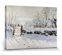 1art1 Claude Monet Poster Impression sur Toile La Pie, 1868-69 Affiche Murale XXL Encadrée | Tendue sur Cadre en Bois | Tableau 80x60 cm