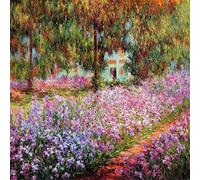 1art1 Claude Monet Poster Impression sur Toile Le Jardin De L'Artiste A Giverny, 1900 Affiche Murale XXL Encadrée | Tendue sur Cadre en Bois | Tableau 40x40 cm