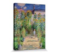 1art1 Claude Monet Poster Impression sur Toile Le Jardin De Monet À Vétheuil, 1881 Affiche Murale XXL Encadrée | Tendue sur Cadre en Bois | Tableau 40x30 cm