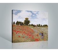 1art1 Claude Monet Poster Impression sur Toile Les Coquelicots, 1873 Affiche Murale XXL Encadrée | Tendue sur Cadre en Bois | Tableau 50x40 cm