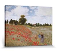 1art1 Claude Monet Poster Impression sur Toile Les Coquelicots, 1873 Affiche Murale XXL Encadrée | Tendue sur Cadre en Bois | Tableau 80x60 cm