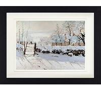1art1 Claude Monet Poster La Pie, 1868-69 Affiche Encadrée avec Passe-Partout Élégant | Images Murales | dans Un Cadre Photo 40x30 cm