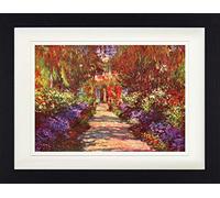 1art1 Claude Monet Poster Une Allée du Jardin, Giverny, 1902 Affiche Encadrée avec Passe-Partout Élégant | Images Murales | dans Un Cadre Photo 40x30 cm