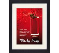 1art1 Cocktails Poster Bloody Mary Recette Affiche Encadrée avec Passe-Partout Élégant | Images Murales | dans Un Cadre Photo 40x30 cm