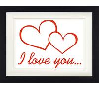 1art1 Coeurs Poster I Love You Affiche Encadrée avec Passe-Partout Élégant | Images Murales | dans Un Cadre Photo 40x30 cm