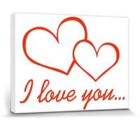 1art1 Coeurs Poster Impression sur Toile I Love You Affiche Murale XXL Encadrée | Tendue sur Cadre en Bois | Tableau 40x30 cm