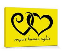 1art1 Coeurs Poster Impression sur Toile Respect des Droits De l'homme Affiche Murale XXL Encadrée | Tendue sur Cadre en Bois | Tableau 30x20 cm
