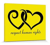 1art1 Coeurs Poster Impression sur Toile Respect des Droits De l'homme Affiche Murale XXL Encadrée | Tendue sur Cadre en Bois | Tableau 50x40 cm