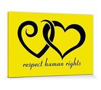 1art1 Coeurs Poster Impression sur Toile Respect des Droits De l'homme Affiche Murale XXL Encadrée | Tendue sur Cadre en Bois | Tableau 120x80 cm