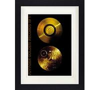 1art1 Disques Poster Sons De La Terre, Voyager Golden Records Affiche Encadrée avec Passe-Partout Élégant | Images Murales | dans Un Cadre Photo 40x30 cm