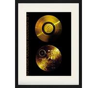 1art1 Disques Poster Sons De La Terre, Voyager Golden Records Affiche Encadrée avec Passe-Partout Élégant | Images Murales | dans Un Cadre Photo 80x60 cm