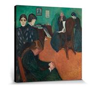 1art1 Edvard Munch Poster Impression sur Toile La Mort dans La Chambre De La Malade, 1893 Affiche Murale XXL Encadrée | Tendue sur Cadre en Bois | Tableau 40x40 cm