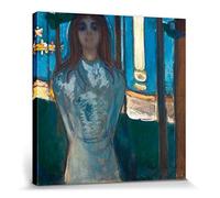 1art1 Edvard Munch Poster Impression sur Toile Nuit D'Été, La Voix, 1896 Affiche Murale XXL Encadrée | Tendue sur Cadre en Bois | Tableau 40x40 cm